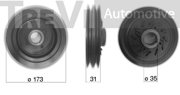 TREVI AUTOMOTIVE Hihnapyörä, kampiakseli PC1267